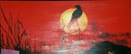 Feuervogel Acryl 45x70 auf Holz