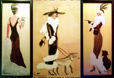 Dame mitKatze/Dame mit Hund 1/Dame m. Hund2/nach Dupre /Acryl auf Leinen/20x50/30x40/20x50